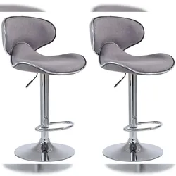 CLP 2er Set Barhocker Las Vegas V2 Stoff hellgrau/chrom