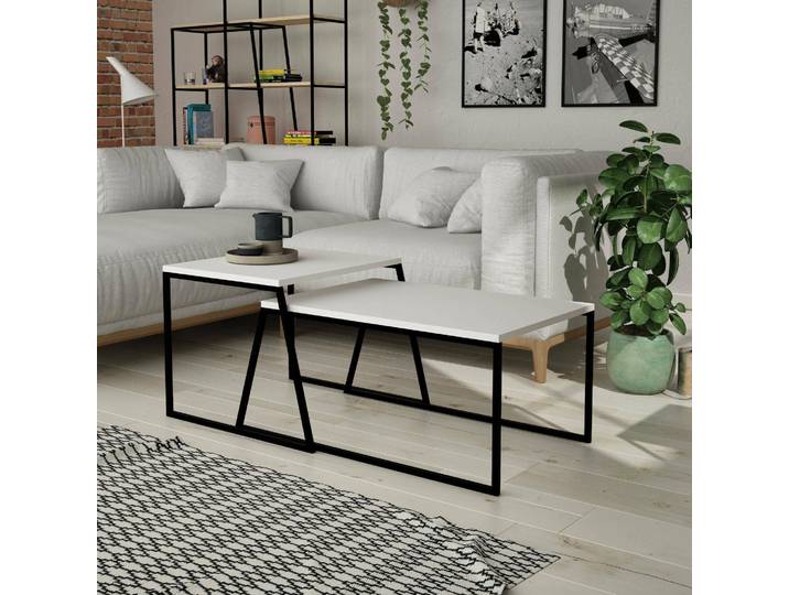 Tavo - Table basse\, 88x50x38h cm Blanc\, Forme Rectangulaire