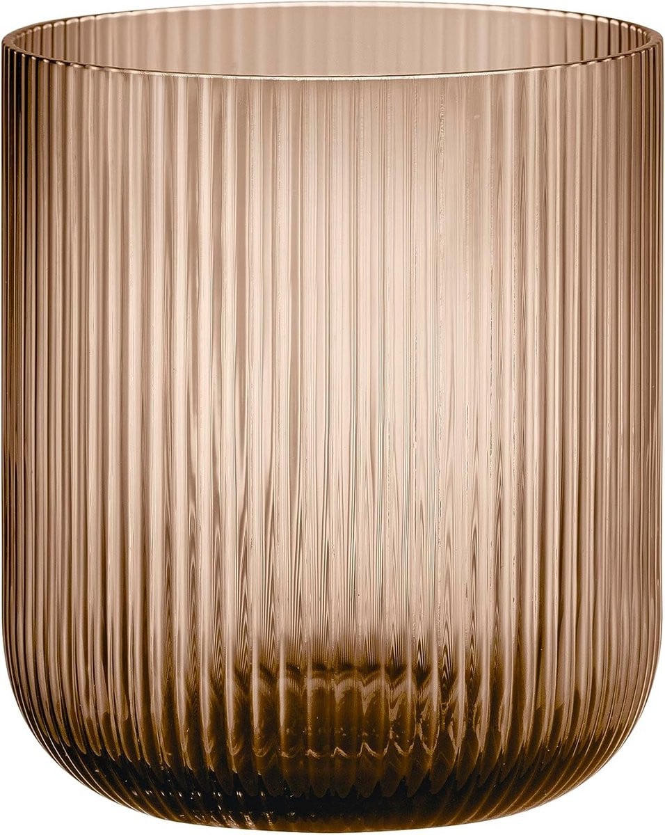 Windlicht van glas in koffiekleur voor tealights
