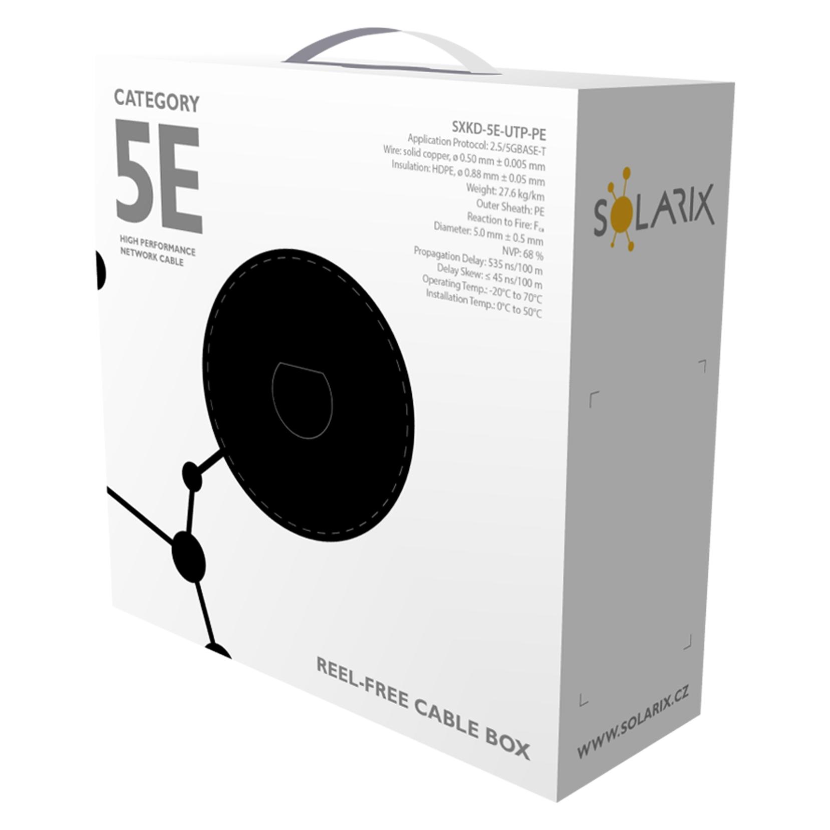 Solarix Instalační kabelis venkovní UTP, Cat5E, drát, PE, box 100m SXKD-5E-UTP-PE (UTP, CAT5e, 100 m) (27724191)