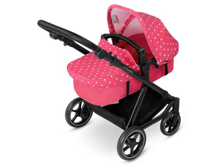 Puppenwagen, Pink & Weiß, 45x67x62 cm, Metall & Textil, Für Alle Gängigen Puppen, Modern, ABC-Design