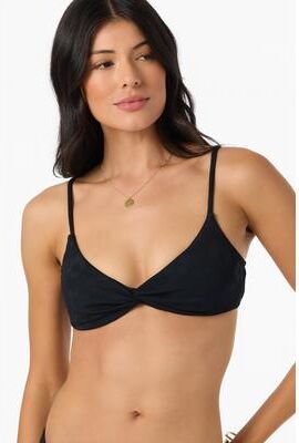 O'Neill s Hibiscus Tide Malibu Bralette Bikini Top in Black, Elastane/Polyamide