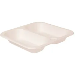 200x Menüschale Bagasse 2-geteilt 265 x 245 x 42 mm
