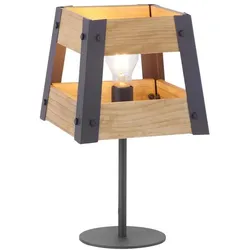 Just Light, Tischlampe, LED Tischleuchte CRATE Holz Vintage Design mit Holz (E27)