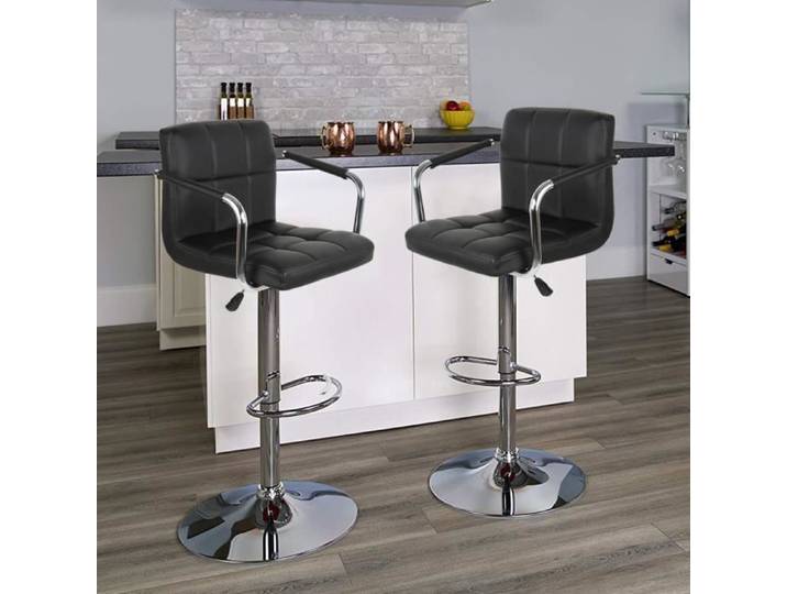 YIPEEMA. LOT DE 2 CHAISES DE BAR EN CUIR HAUTEUR DU DOSSIER: 32 CM.