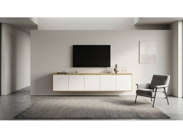 Breites Hängesideboard nach Maß Eiche Natur geölt