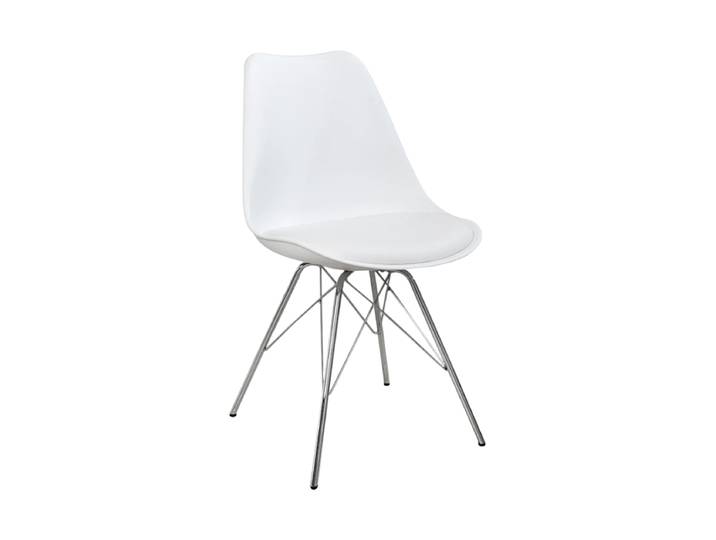Design Esszimmerstuhl „Scandinavia“ Leder Weiss/Silber Invicta Interiors