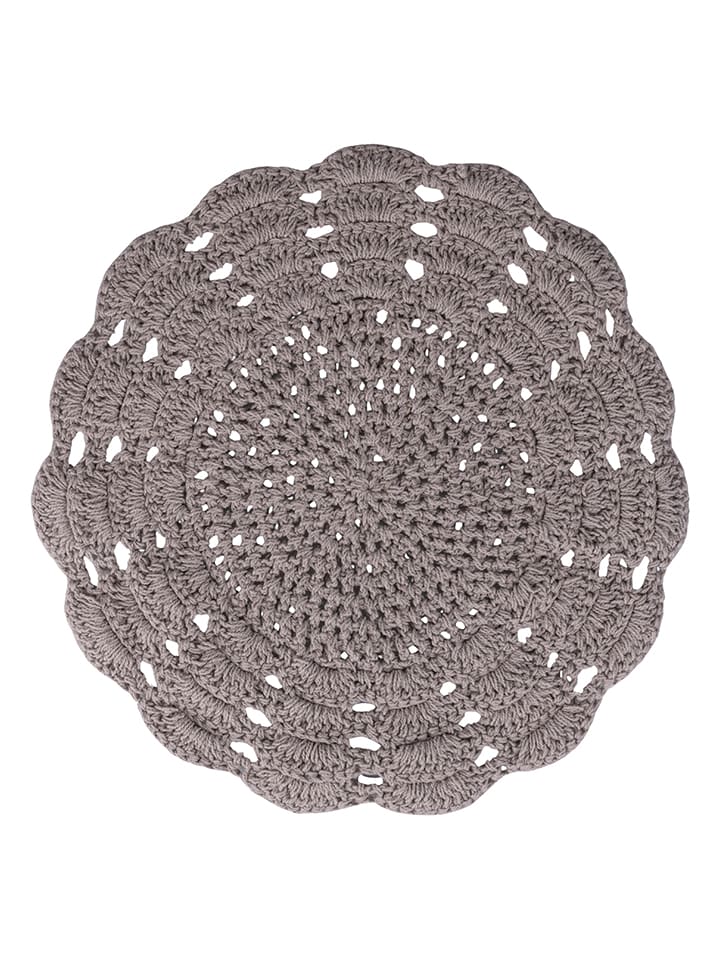 Villa d´Este Tischset "Crochet" in Grau - Ø 38 cm - onesize