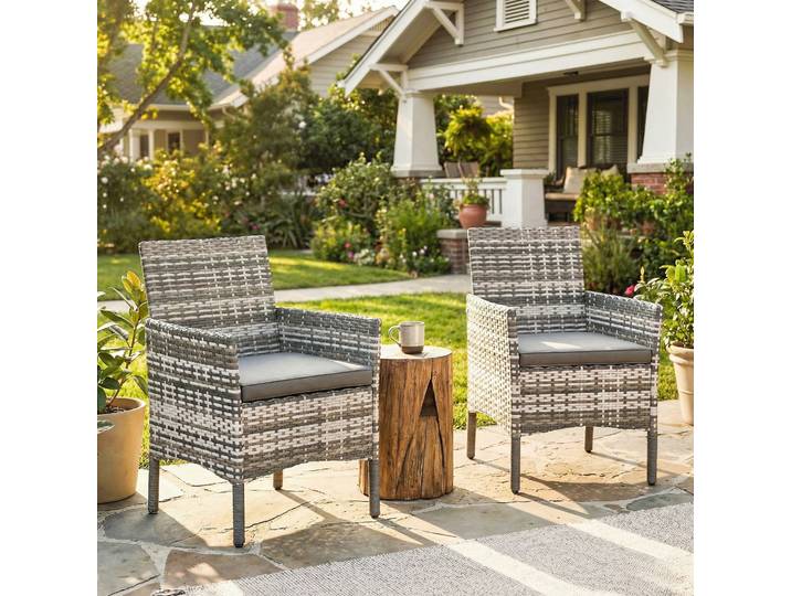 Outsunny Set 2 Chaises Extérieur Rotin avec Coussins