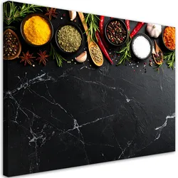 LEINWANDBILD Bunte Gewürze und Kräuter Pflanzen 90x60cm