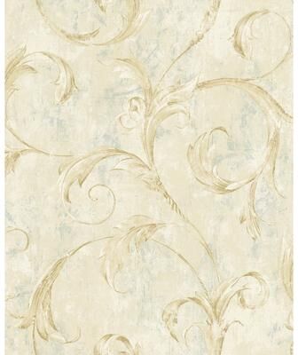 Seabrook Designs Creswell Scroll Unpasted Wallpaper
