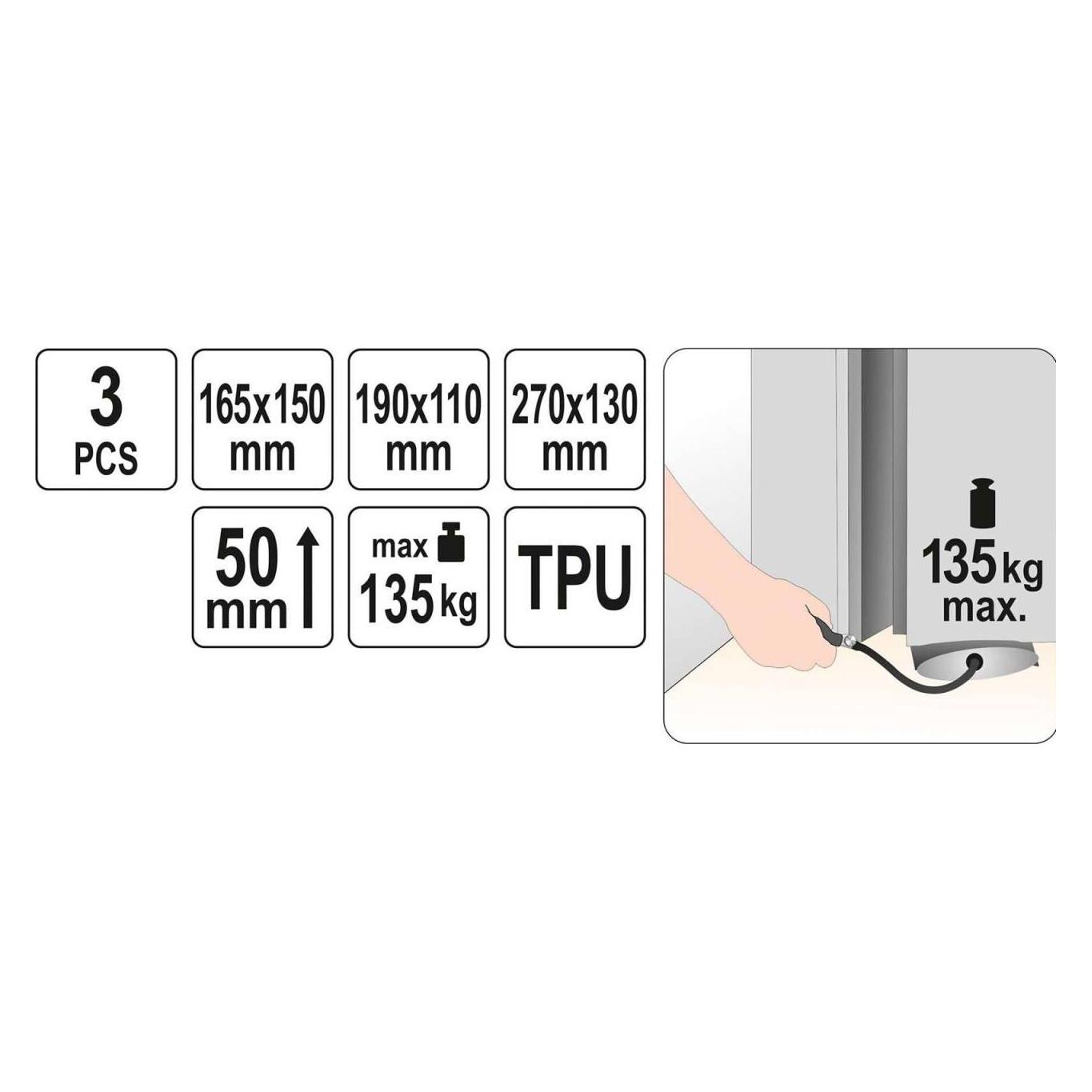 Yato Profi Montage-Spreizkissen-Satz 3 tlg. 135 kg YT-67385 (YT-67385)