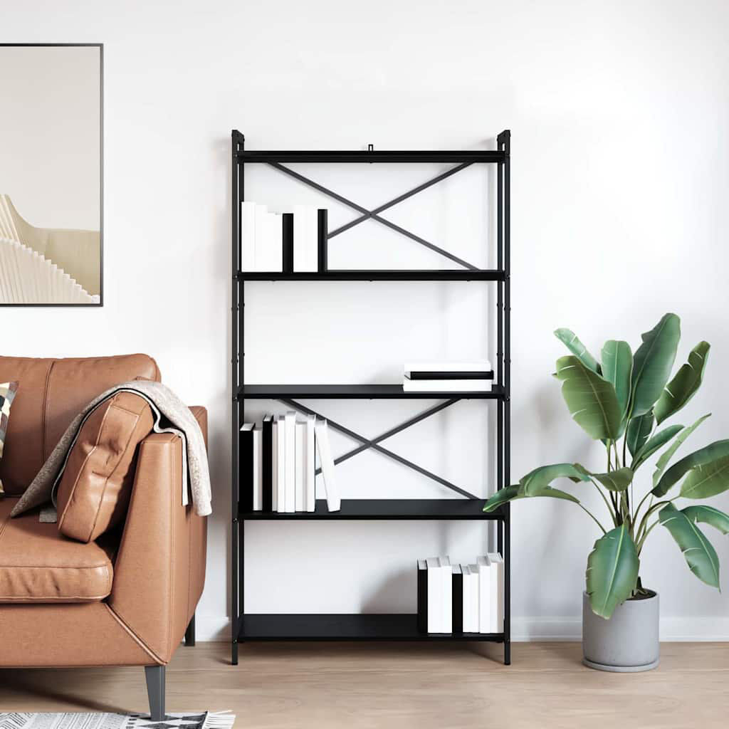 Borough Wharf Steel Bookcase Black (4 Shelves) 153cm H x 80cm W x 30cm D
