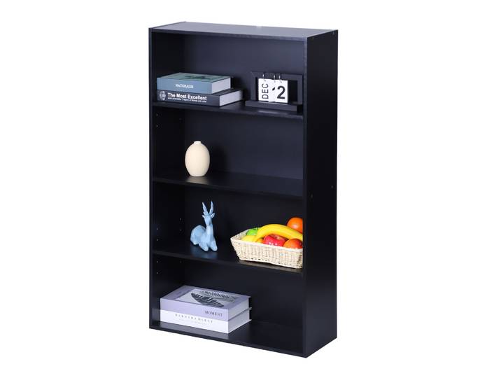 Bücherregal mit verstellbaren Böden 4 Ebenen Schwarz