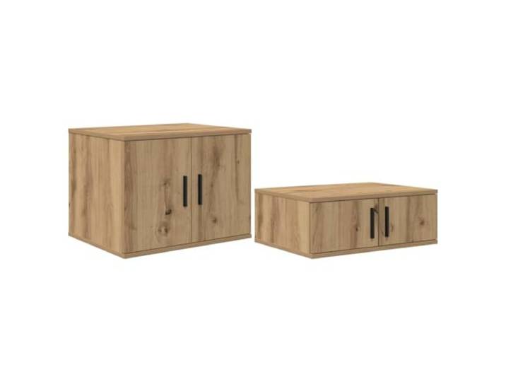 KUPTYERFG Aufbewahrungsschrank 2er Set Artisan Eiche 108x41x40 cm Vielseitiges Sideboard Duo aus langlebigem Holzwerkstoff fuer Wohnzimmer und Schlafzimmer mit geschlossener Ablage.