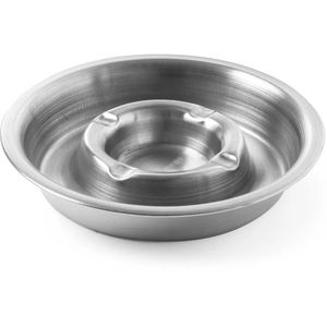 Hendi Aschenbecher 440001, silber, für Indoor & Outdoor, Tischascher aus Edelstahl, 14 x 3 cm, 0,4 Liter, stapelbar