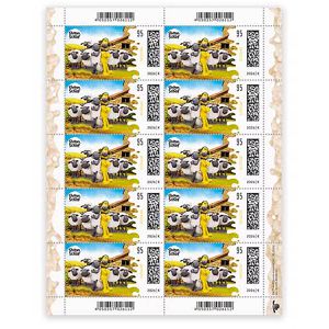 DeutschePost Briefmarken Set, 10 Stück à 95cent, Shaun das Schaf, Standardbrief/Postkarte, nassklebend