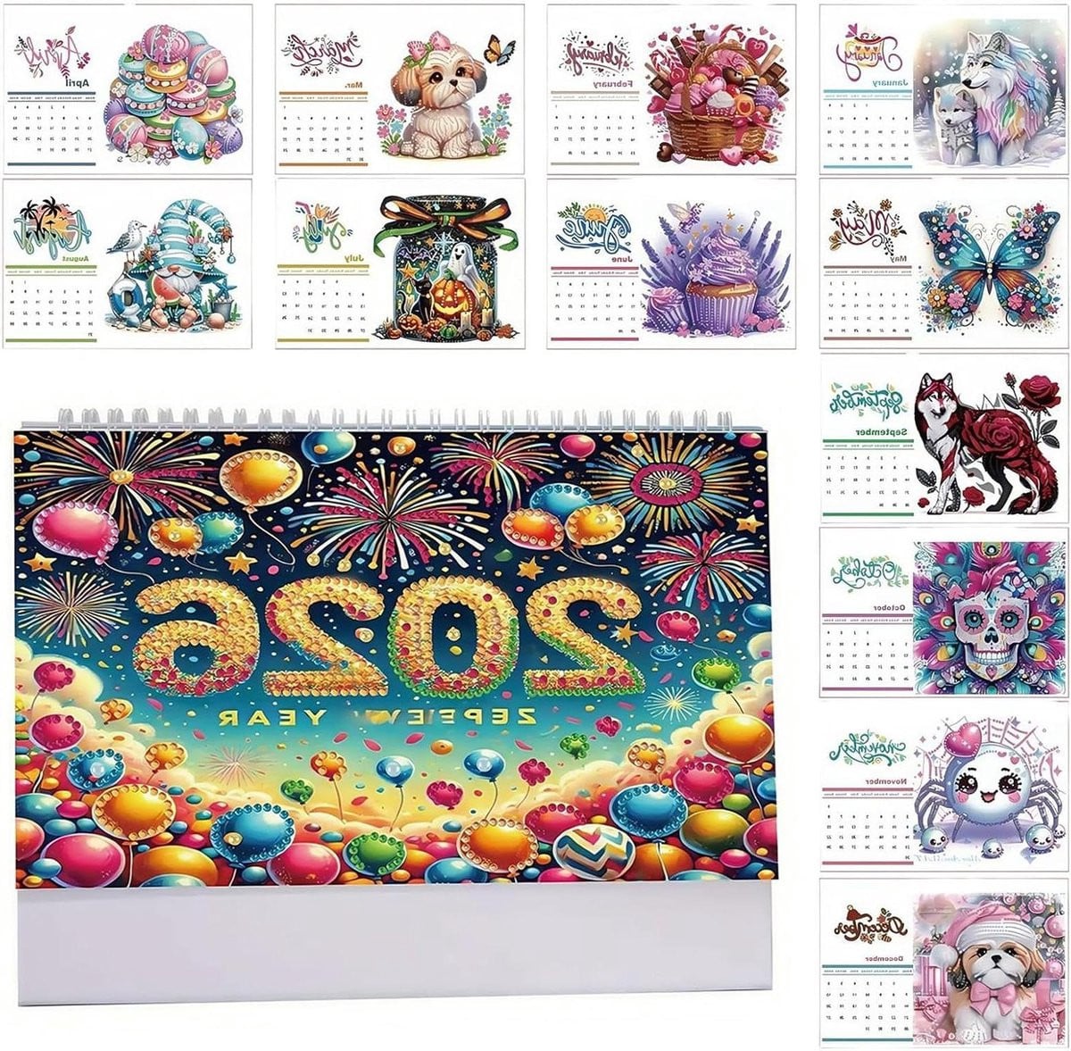 Bureaukalender Decoratie met Strass-steentjes - Multicolor - 25 x 19 cm