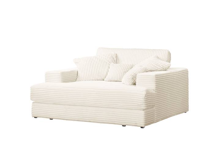 home24 XXL-fauteuil wit Corduroy Tila 175 x 65 x 170cm