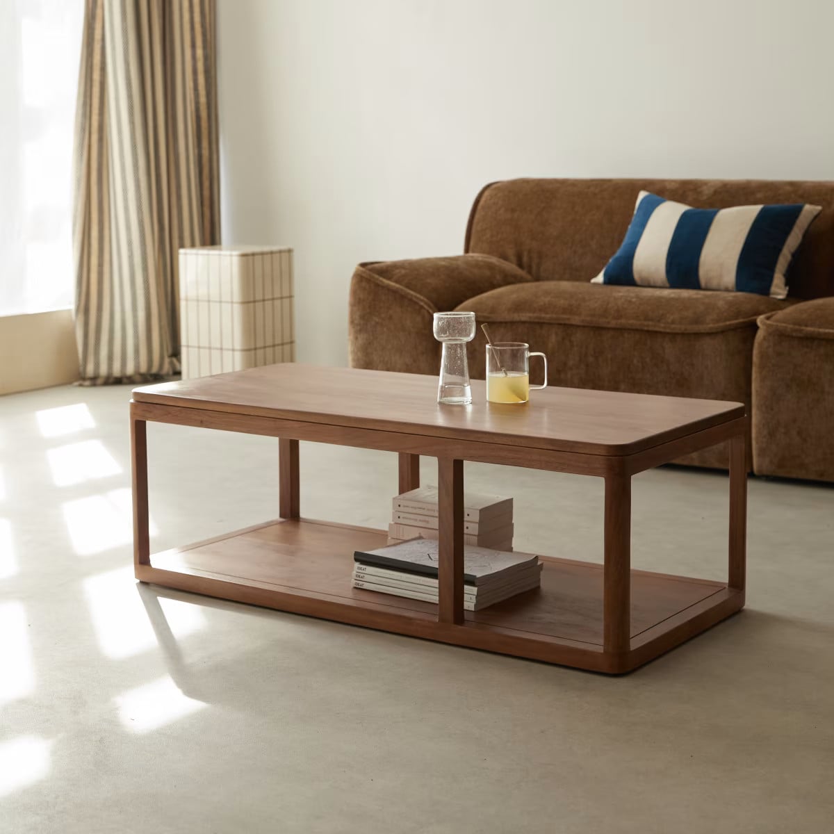 Tikamoon Salontafel Acaciahout Bruin Goud B: 109,0 cm, D: 51,0 cm, H: 37,5 cm