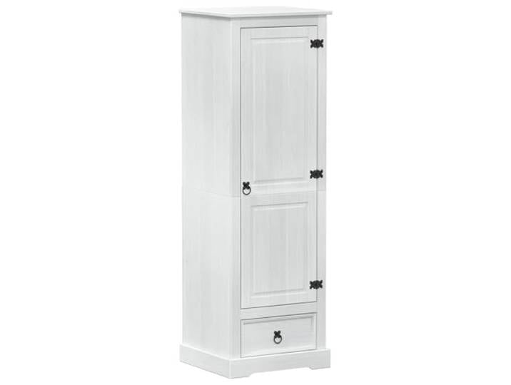 Schubladenschrank Weiß 55x50x170cm Kiefer Massivholz Rustikaler Charme, Einmachgläser, mattes Finish, großes Fach, Ablagen, leicht zu pflegen