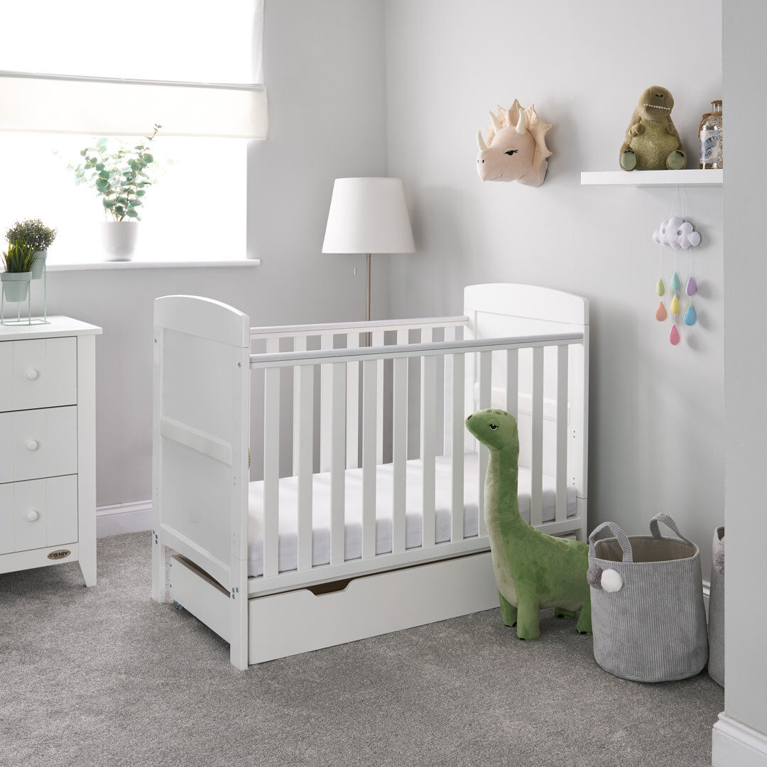 Obaby Grace Cot Bed with Mattress White Mini