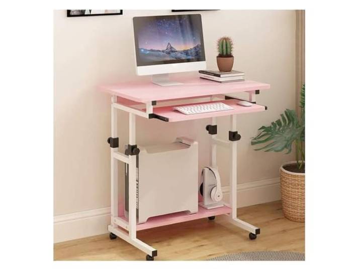 ENSDIEPLS Nachttisch aus künstlichem Brett Mehrfarbiges 80x47cm-Einsatzszenario: Bett, Sofa, Heimbüro(Pink White Frame,Pink White Frame)
