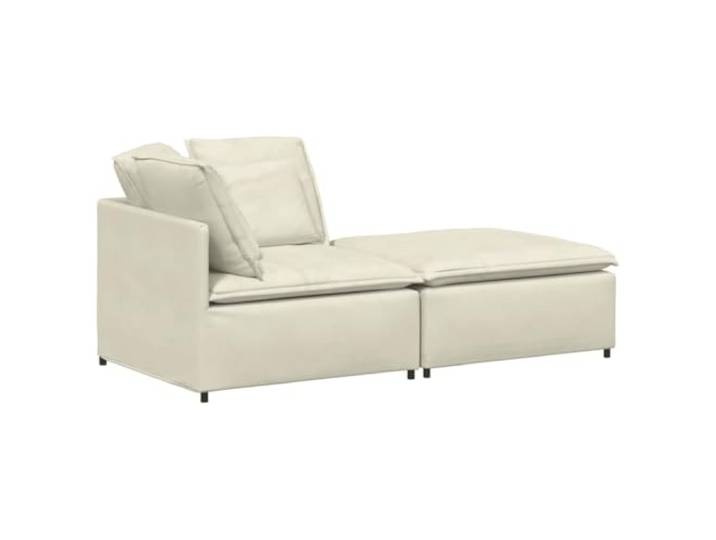 Makastle Modulares Ecksofa mit Fußhocker Samt Creme 200x100