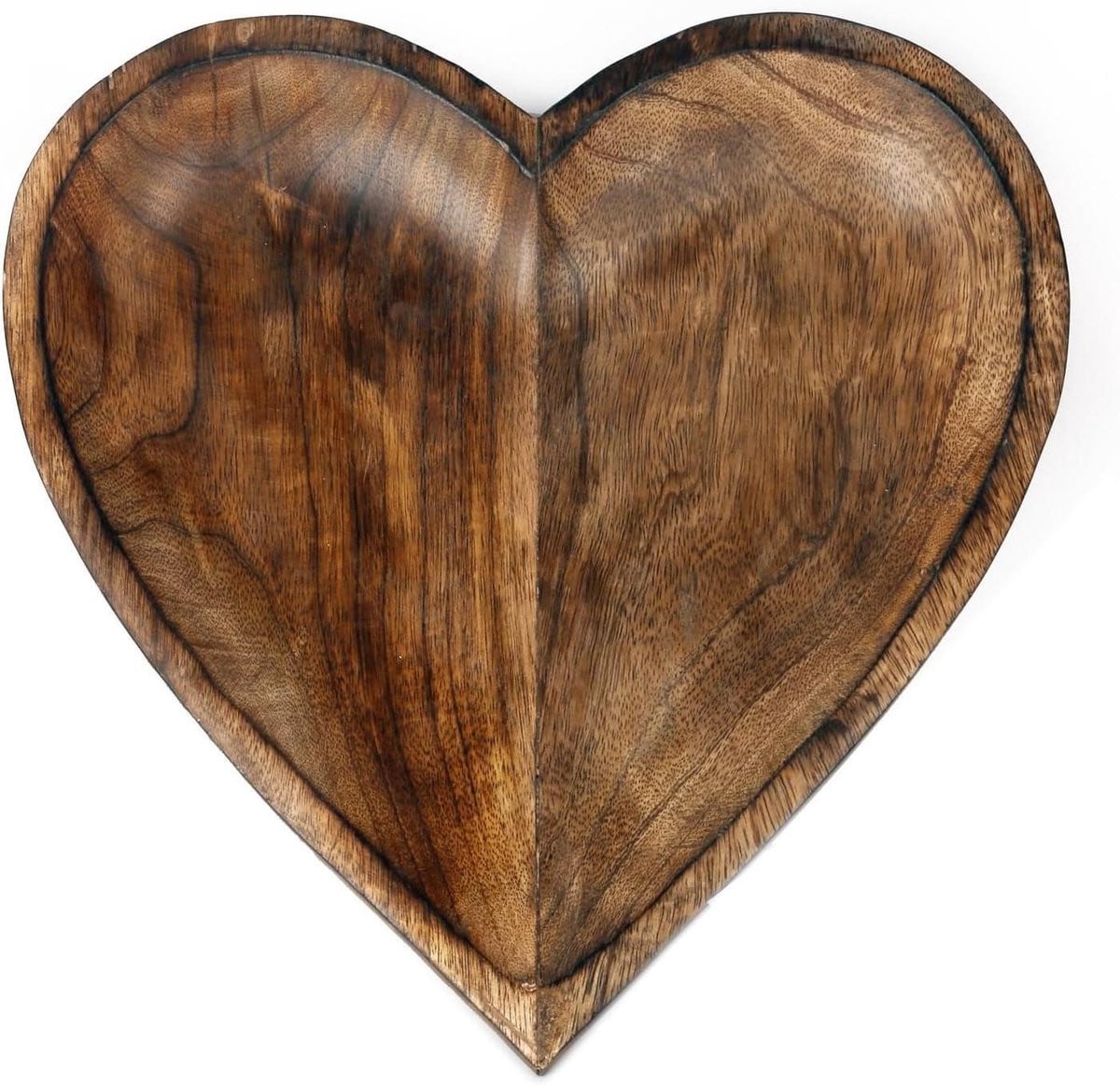 Houten Hart Kom Decoratieve Schaal van Mangohout - Bruin - 30 x 30 cm