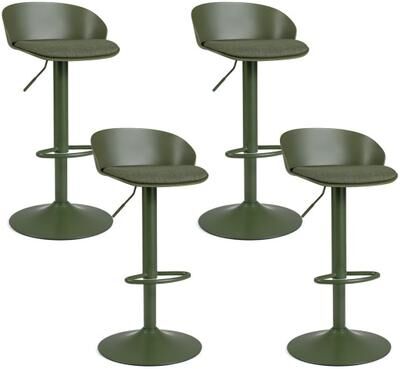Costway Set of 4 Adjustable Swivel Bar Stools w/ Back & Footrest 330 LBS for Dining-Green