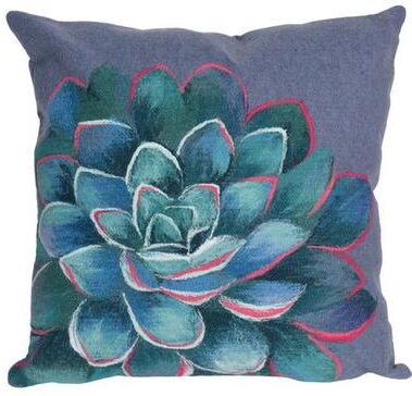 Trans Ocean Import Co Inc "Garden Succulent Decorative Pillow 20"" Square, 20"" Square, Blue"