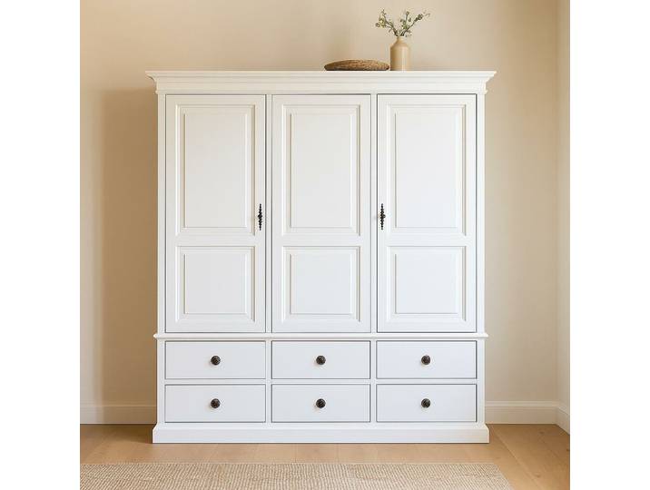 Landhaus Kleiderschrank 3-Türig, weiß Shabby Chic