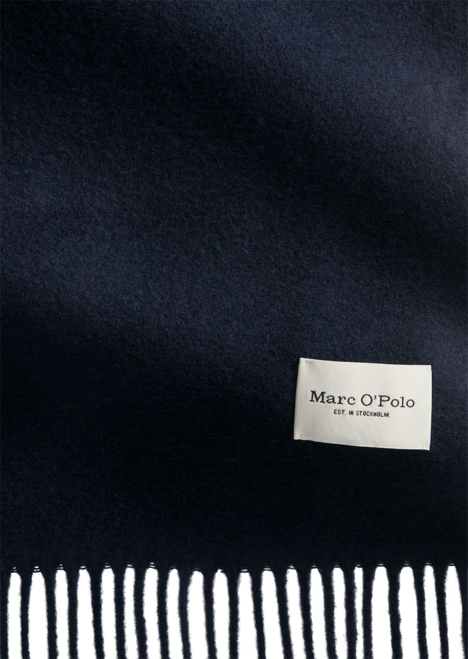 Marc O' Polo Wollschal MARC O'POLO, Damen, blau (maritime blau), Web, Wolle, Modetücher Wollschal, mit langen Fransen maritime blau Einheitsgröße
