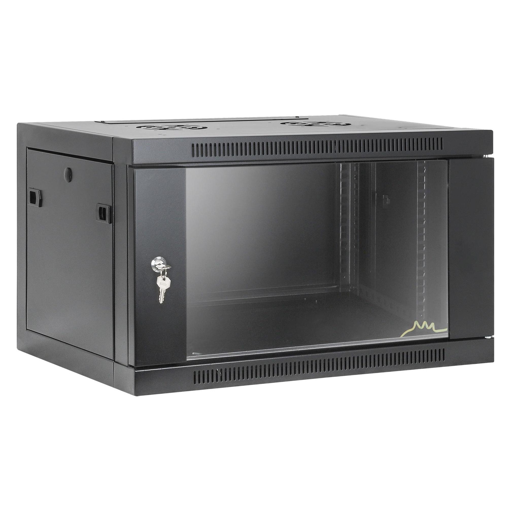 Intellinet 19" Netzwerk-Wandverteiler, werkzeuglose Montage, 6 HE, 450 mm Tiefe, schwarz (6 HE, 19 Zoll Rack) (716826)