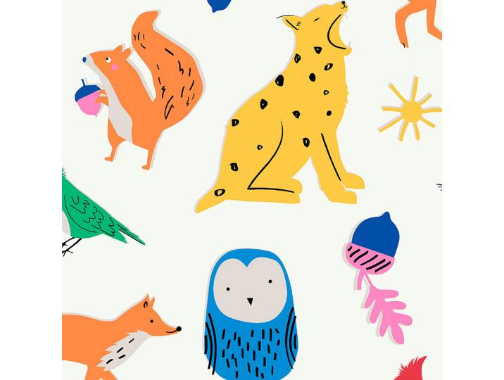 Joules Vliestapete Tierfreunde Regenbogenn 1000x52cm, Mehrfarbig, Papier, Kunststoff, Tiere, Rechteckig, 52x1000 cm, Tapeten & Wandverkleidungen, Vliestapeten