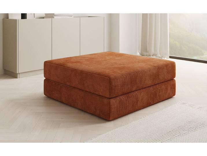 Beistellhocker Lazy in Cord - Orange - Cord - Luxusbetten24