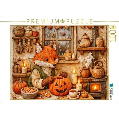 CALVENDO Puzzle Tee, Kerzen und Kürbiszeit - Fuchs mit Kürbis | 1000 Teile Lege-Größe 64x48cm Foto-Puzzle für glückliche Stunden