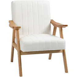 POLSTERSESSEL Wohnzimmersessel mit Armlehnen Kautschukbaumholz Farbe: Creme