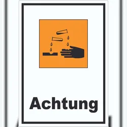 HB-Druck Aufkleber Gefahrensymbol ätzend Achtung A0 (841x1189mm)