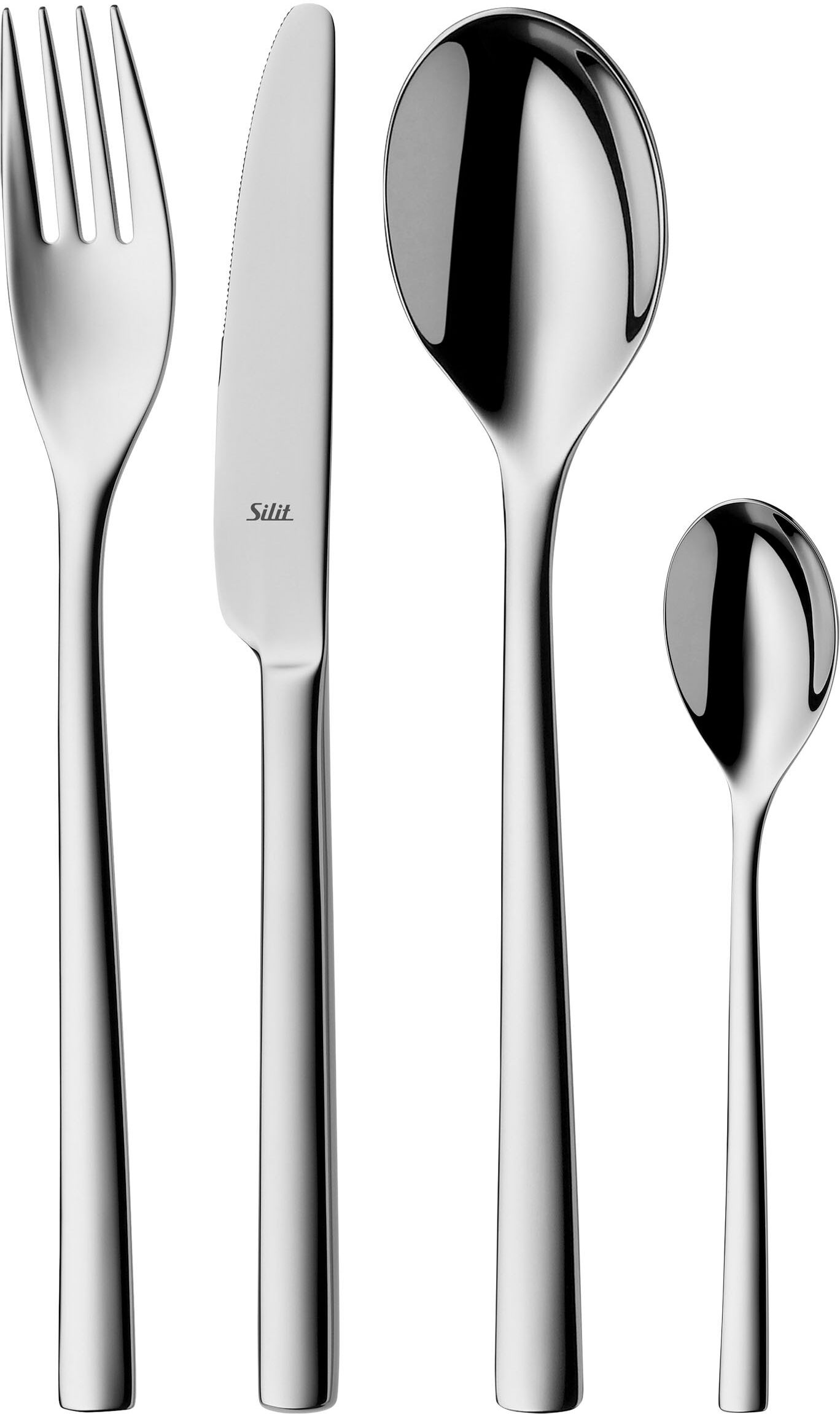 Besteck-Set SILIT "Trend", edelstahl, 24 tlg., Edelstahl 18/10, Essbesteck-Sets, poliert, Crominox: Edelstahl 18/10, Wellenschliff