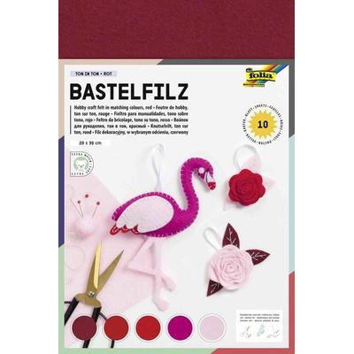 Folia Bastelfilz TON IN TON MIX, 150g/m², 20x30cm, 10 Blatt, rot