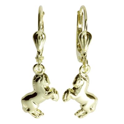 Paar Ohrhänger OSTSEE-SCHMUCK "Ostsee-Schmuck Ohrhänger Pferd Ohrhänger Pferd", gelb, Ohrringe, Damen, 27 x 9mm, Gelbgold 333
