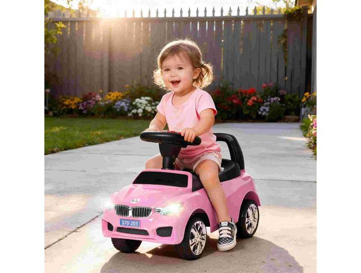 HOMCOM Trotteur Enfant Volant Musique Phares Rose 63.5x28x36 cm