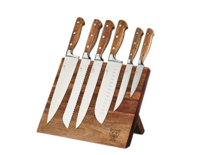 Lot de 7 couteaux de cuisine en inox marron