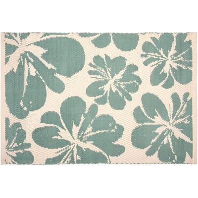 Fußmatte PAD "BLOOM", grün (opal), B:60cm H:12mm L:90cm, Kunstfaser, Teppiche, Fußmatte, Schmutzfangmatte, handgewebt, Blumen Muster, In- und Outdoor geeignet