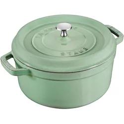 Staub Cocotte 24 cm, rund, Salbei, Gusseisen, Pfanne + Kochtopf, Grün