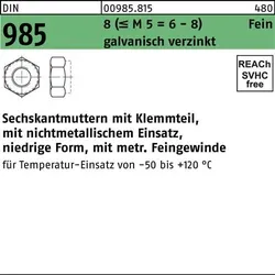 Sechskantmutter DIN 985 Klemmteil M18x2 8 (=M 5 = 6/8 ) galv.verz. 50St.
