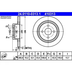 Bremsscheibe ATE 24.0110-0313.1 (2 Stk.) für Ford Focus I Turnier