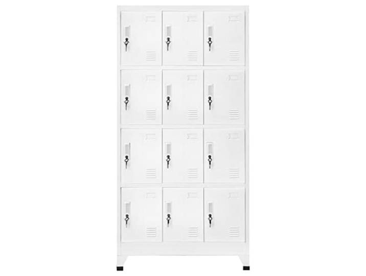 Schrank, 12 Fächer mit Schlössern, 90 x 45 x 180 cm, Stahl Integrierter Namensschildhalter, einfache Montage, industrielle Ästhetik, geeignet für Sport- und Geschäftskleideräume