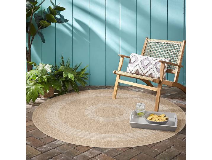 Outdoorteppich AYYILDIZ TEPPICHE COMILLA 0886 , beige, H:8mm Ø:120cm, Polypropylen, Teppiche, Outdoorteppich, Pflegeleicht / Strapazierfähig / In- und Outdoor geeignet